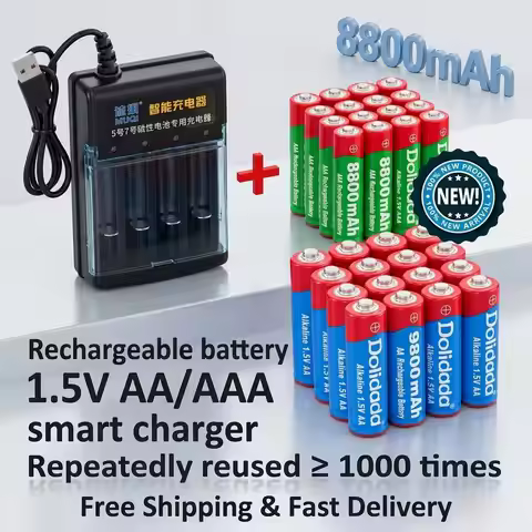 High Capacity 1.5V AA 9800mAh AAA 8800mAh Alkaline Battery USB Charger Set for Toys Camera MP3 MP4 P