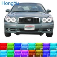 Latest Headlight Multi-color RGB LED Angel Eyes Halo Ring Eye DRL RF Remote Control for Hyundai Sona