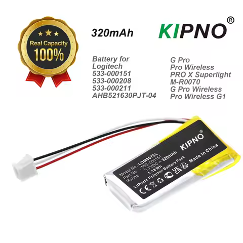 3.7V 320mAh Replacement Battery For Logitech G Pro X GPW 1 2 Wireless Mouse Feet Skates AHB521630PJT