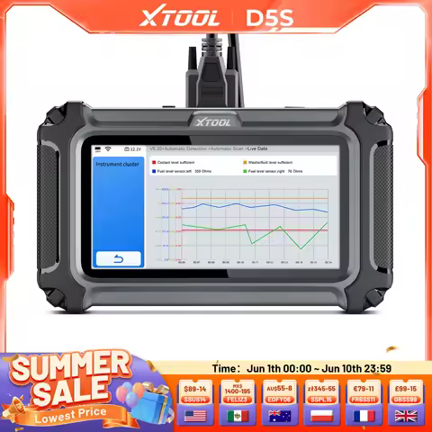 XTOOL D5S Car Diagnostic Tool 5 System Automatic OBD2 Scanner 4-IN-1 Live Data with 16+ Reset Functi