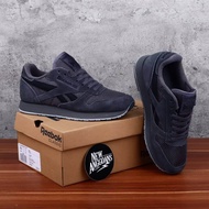 Sepatu Reebok Classic Utility Leather Dark Grey Black Abu Putih Sneakers Pria BNIB
