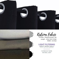 Ring Top Curtain Light&Dark GRAY / BLACK 100% Katrina Fabric 4/5/6/7/8/9/10 feet (L) X 4.6 feet (W)
