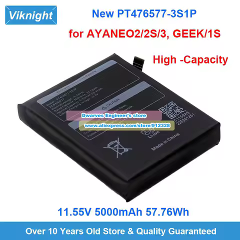 High-Capacity PT476577-3S1P Battery 11.55V for Ayaneo 2/2s/3 GEEK 1S Pocket Air 1S/Pro Slide Handhel