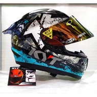 HELM KYT R10 SERI 3 AQUA PAKET GANTENG PULL MOTIP