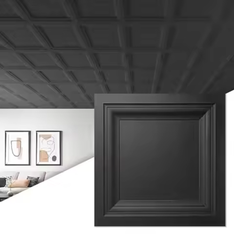 12-Pack Square Drop Ceiling Tile 2Feet x 2Feet, PVC Ceiling Panel 24 x 24in