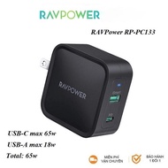 Sạc RavPower PD 2 Cổng 65W GAN TECH Chính Hãng - Bảo Hành 12T (RP-PC133 RP-CPCN002)- HSHOP- HSHOP365
