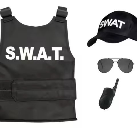 Kinderen Politie Swat Kogelvrij Vest & Swat Muts Muts Kostuum Kostuum 3-9 Jaar Kinderen Politieagent