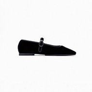 ZA 2024 Autumn Sheepskin Velvet Fabric Black Elegant and Versatile za.raˉWomen's ShoesSquare Toe Flats Comfortable Soft Sole Ballet Shoes Women's Shoes