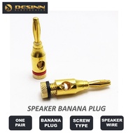 Gold Plated Speaker Banana Plugs 1 Pair Closed Screw Type For AV Receiver Home Theater Wall Plate Am