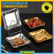 Stainless Steel Square Dinner Plate Korean Style Side Dish Seasoning Kimchi Barbecue Snack Dessert P