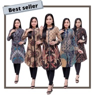 Women's Batik Top, Zebra Zipper Batik Tunic, Front Zipper, Big size