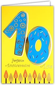 Afie 69-2410 Children's 10th Birthday Card Gold Shiny Textured Greeting Card for Children and Girls 