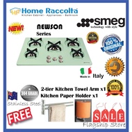 SMEG P755AB 75cm Newson Gas Hob (Glass) 5 Burners Gas Hob Smeg P755AB Newson Aesthetic Pastel Green 