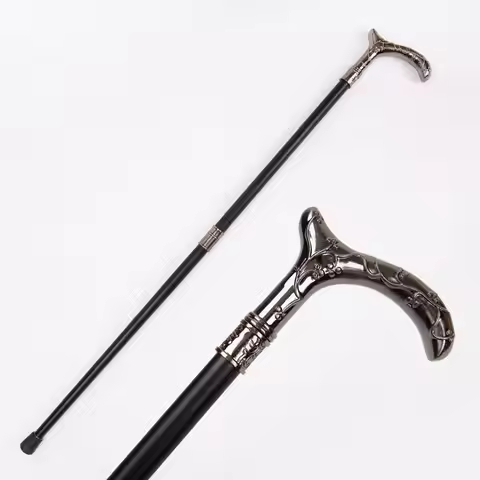 Metal Antique Walking Stick Gentleman Staff Stage Performance Prop Crutches High Quality Cosplay Cru