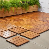 Wooden Flooring Board with 4 Large Yellow Slats - Wooden Flooring for Balcony, Bathroom, Natural Woo