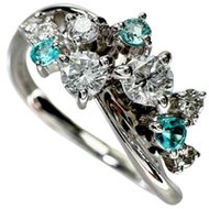 Size 16 Paraiba tourmaline 0.12ct, diamond 0.38ct, 18K white gold, 4.6g, women's ring