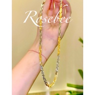[Rosebee] Luxury 4D mixed 2-color square necklace