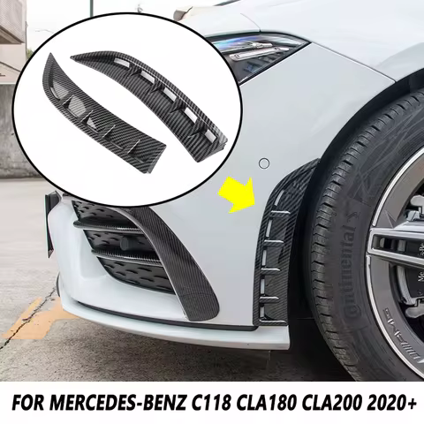 For Mercedes Benz Accessories CLA C118 CLA250 CLA35 2020+ Front Wheel Bumper Canard Side Vent Hood F