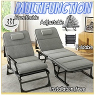 【Multifunction&amp;Adjustable】Foldable bed Folding bed Lounge chair Portable bed Backrest Lazy sofa Single lunch bed Office Folding lunch bed Home back chair Nursing bed