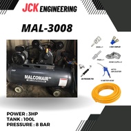 { Ready Stock } Malcomair MAL-3008 3HP Piston Air Compressor With JKKP Certificate