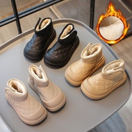 Boys Girls Snow Boots Toes Capped Non-slip 2024 New Fashion Children Short Boots with Fur Kids Warm 