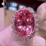 ♥Original 13 * 18mm Pigeon Egg Pink Crystal Full Diamond High-End Ring Female Jewelry silver 925 original ring for women rings men korean jewelry cincin lelaki cincin perempuan couple cincin emas korea 戒指