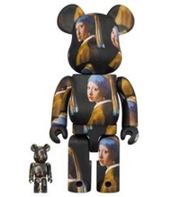 ~熊貓熊~全新 Bearbrick 400% + 100% Johannes Vermeer 戴珍珠耳環的少女