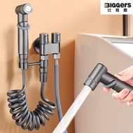 Biggers Handheld Toilet Bidet Sprayer Set With Brass 2-Way Faucet Valve Shower Hose Grey Color Silver Color