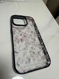 iPhone 16 Pro 粉色碎花透明手機殼 黑邊框