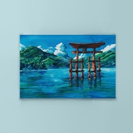 与自然绘画 Nature Painting Landscape 油畫原作 Lake Coast Ori