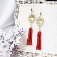 頂級黃水晶 狐狸 狐仙 珊瑚流蘇 招財 桃花 事業 耳環 單品 禮物