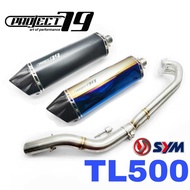 Project79 Exhaust SYM MAXSYM TL500 Long Muffler Stainless Steel QPM50 Silver Black SCOOTER TL SYM MA