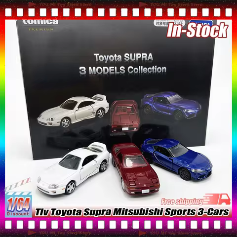 Tlv 1:64 Toyota Supra Mitsubishi Sports 3-Cars Diecasting Alloy Car Model Collection Small Scale Evo