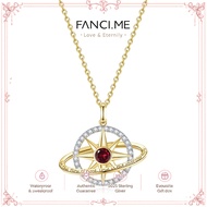 FANCIME "Stellar Promise" Garnet January Birthstone Sterling Silver Necklace
