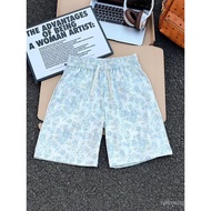 Hawaiii Island Style Flower Shorts Summer Thin Style Ice Silk Quarter Pants American Beach Pants O5J