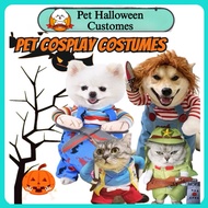 Funny Pet Clothes Dog Cosplay Costume Halloween Chucky Puppy Cat Jacket Festival Party Coat Wig S-XL