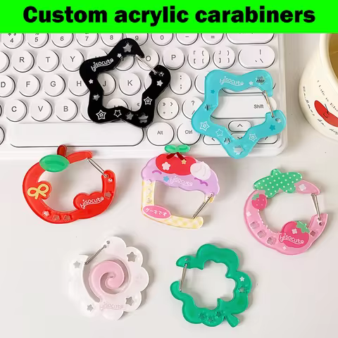 Custom Design logo Acrylic Carabiner UV Printing Custom Shape Acrylic Charm Japan Anime Acrylic-cara