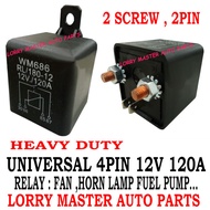 RELAY 4PIN 12V/24V 2SCREW 2PIN 120A HEAVY DUTY FOR ALL CAR 4X4 LORRY TRUCK RELAY HEA DLAMP , FUEL PU