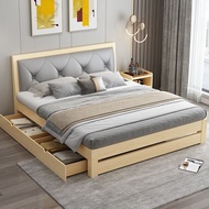solid wood bed 1.8m modern minimalist double 1.5m single 1.2m rental room economical simple
