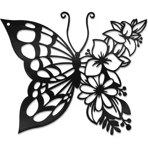 EZ4ENCE Butterfly Decorative Wall Art Bohemian Home Decor Hanging Metal Flower for Bedroom and Livin