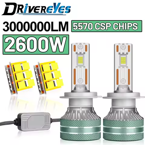 3000000LM K5C H4 H7 LED 5570 CSP H3 H11 H8 H1 9005 9006 HB3 HB4 9012 HIR2 H9 Turbo 2600W High Power 