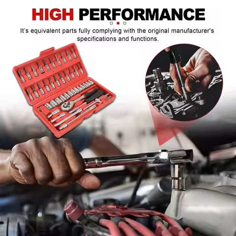46pcs Universal Socket Wrench Diy Repair Tool Kit Ratchet Screwdriver for Car Repair Hardware Toolbo