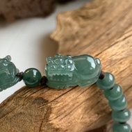 快速出貨 天然藍水翡翠手鍊 招財 貔貅手鍊 迷你款 免費開光