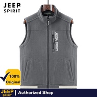 JEEP SPIRIT เสื้อกั๊กผู้ชายเสื้อกั๊กแฟชั่นฤดูใบไม้ร่วงและฤดูหนาวใหม่20222คอตั้งขนแกะหนาอบอุ่น