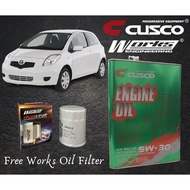 TOYOTA YARIS 2008-2012 CUSCO JAPAN FULLY SYNTHETIC ENGINE OIL 5W30 SN/CF ACEA FREE WORKS ENGINEERING OIL FILTER