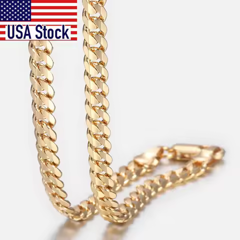 Trendsmax Men's Cuban Link Chain Necklace Gold Color Chain Necklace Gift For Men Hiphop Wholesale Je