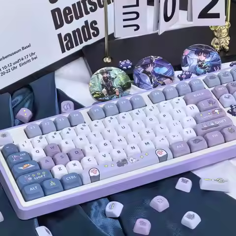 Anime Keycaps Genshin Impact Theme Furina Xiao Wanderer Keqing Cartoon Character Mechanical Keyboard