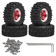 1.3" Beadlock Wheels and Tires for 1/18 TRX4M FCX18,1/24 Axai1 SCX24 FCX24 RC Crawler Car,4PCS