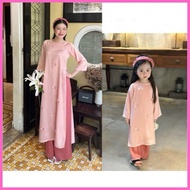 Super cute ao dai Set with ribbon bow for Mother and Baby to give a beautiful mane