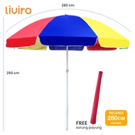 Liviro Payung Jualan Jumbo 280 Cm Outdoor Taman Pantai Bazar Kain Oxford Anti UV Premium Quality
